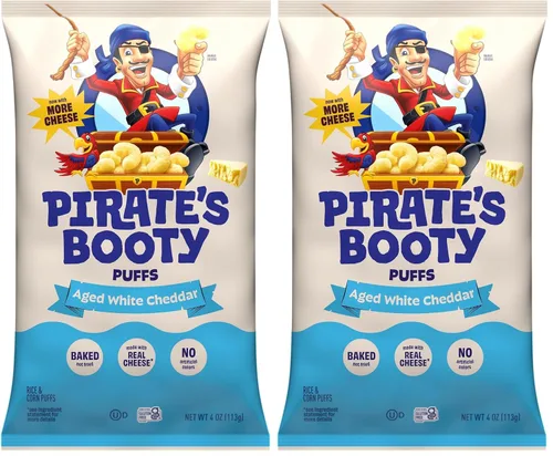 Miniatura 8 de Frituras infladas Pirate's Booty de queso cheddar blanco añejo, sin gluten, aperitivos para niños, 1 onza (12 unidades)