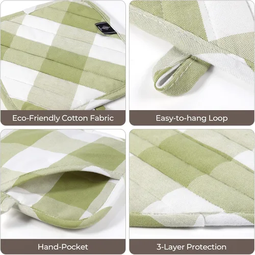 Miniatura 3 de Soportes para ollas de algodón para cocina, resistentes al calor, almohadillas calientes, salvamanteles, posavasos, juego de agarraderas 2_cuadros