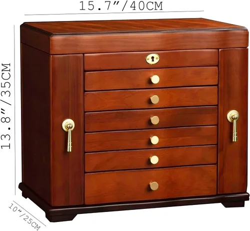 Miniatura 3 de Joyero de madera, cajas de joyería para mujeres, caja de joyas y organizadores con colgador de collares, organizador de joyas, caja