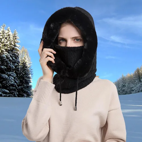 Miniatura 47 de HUAMULAN Gorro de invierno de una pieza para mujer, pasamontañas de forro polar, pasamontañas, máscara facial, bufanda, orejeras, esquí, nieve