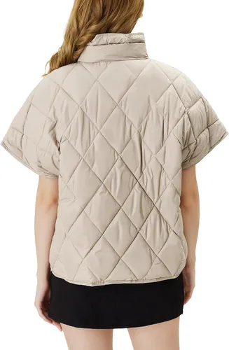Miniatura 6 de Ogfao Chaleco acolchado de manga corta para mujer, chaleco ligero, chaqueta acolchada con bolsillos