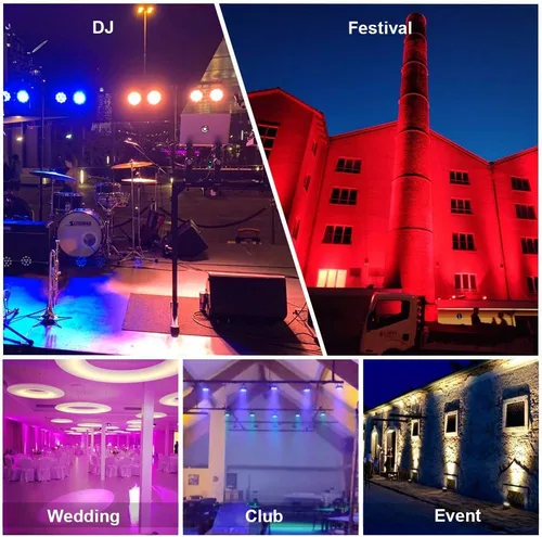 Miniatura 7 de Luz de escenario LED Par Aluminio sin ventilador Luz de acento DMX RGBW 96W Luces de DJ Activadas por sonido Potente PAR delgado LED Iluminación
