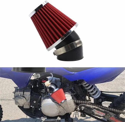 Filtro de aire de alto rendimiento de 48 mm para motocicleta, filtro de aire para moto de cross compatible con HONDA YAMAHA SUZUKI ATV SSR TTR, Rojo