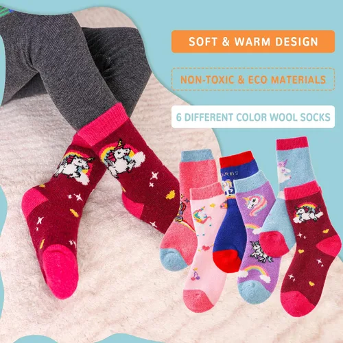 Miniatura 45 de Eocom 6 pares de calcetines de invierno cálidos de lana para niños y niñas