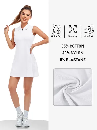 Miniatura 5 de MoFiz Vestido polo de golf para mujer, sin mangas, con cremallera, ligero, de secado rápido, absorbe la humedad, atlético, entrenamiento deportivo
