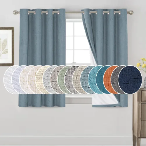 Miniatura 142 de Primitive - Cortinas opacas 100 % de lino texturizado natural para dormitorio, sala de estar, cortinas para ahorra energía, tela de arpillera