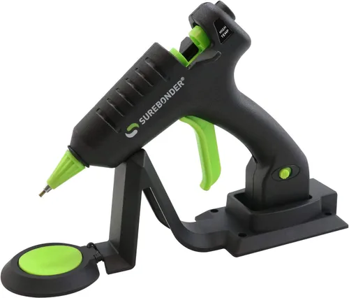 Miniatura 3 de Surebonder Mini pistola de pegamento caliente de alta temperatura inalámbrica/con cable con punta de detalle, 20 vatios, recarga con soporte