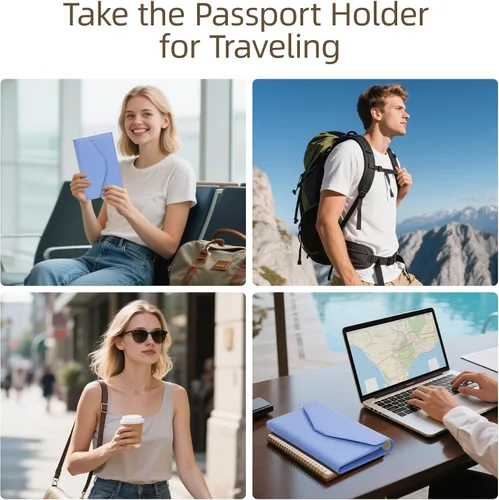 Miniatura 80 de Zoppen - Billetera de viaje con bloqueo RFID multiusos (Ver.4) Portatarjetas de pasaporte y vacunas, organizador de documentos de tres pliegues