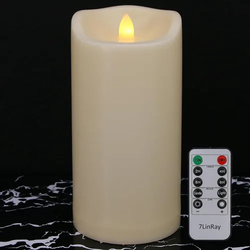 Miniatura 11 de Velas sin llama de 3" x 5" pulgadas para exteriores que funcionan con baterías, con control remoto y temporizador, velas LED parpadeantes de pilar 1