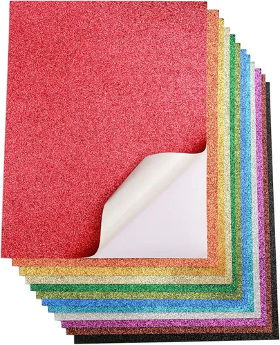 Cartulina con purpurina – Autoadhesiva – Paquete de 20 – 8.5 x 11 pulgadas – Hojas brillantes de alta calidad para manualidades, proyectos de arte,