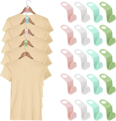 50 conectores para colgar ropa que ahorran espacio, ganchos extensores de plástico para organizador de armario, ganchos en cascada (4 colores)