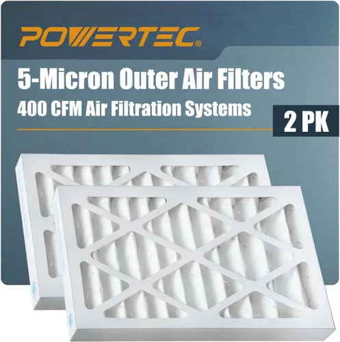 POWERTEC Filtro de Aire Exterior de 5 Micrones para WEN 3410, POWERTEC AF4000/AF4001, Sistema de Filtración de Aire Shop Fox W1830, Repuesto para