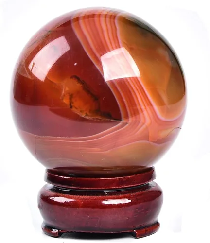 Miniatura 8 de JIC Gem Esfera grande de cristal Chevron de amatista con cristales curativos de curación con soporte de madera para meditación y decoración