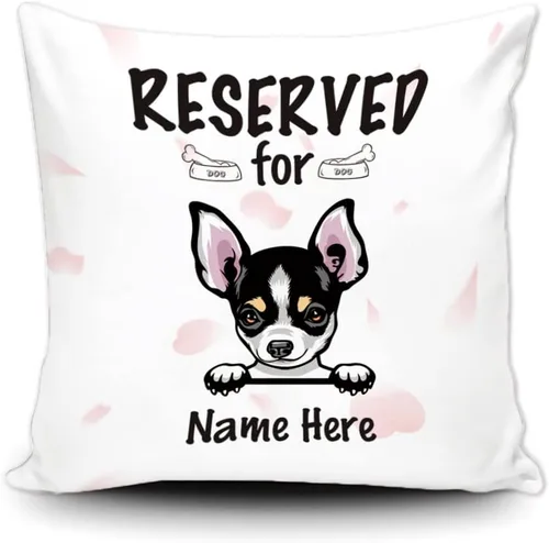 Miniatura 21 de Funda de almohada personalizada reservada para el perro, Cavalier King Charles Spaniel cachorro, funda de almohada de lona blanca para decoración