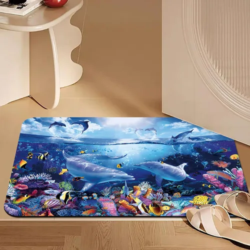 Miniatura 7 de Tapetes de baño antideslizantes de secado rápido, tapete de baño de goma, súper absorbente, tapete de baño lavable, tapete de baño para suelo