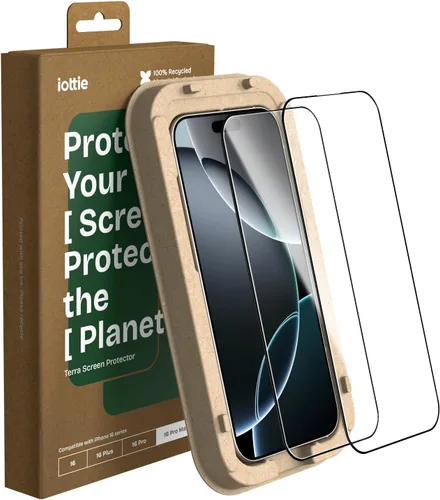 Miniatura 9 de iOttie Terra - Protector de pantalla de vidrio templado para iPhone 16, grado militar, dureza 9H, inastillable, resistente a los arañazos
