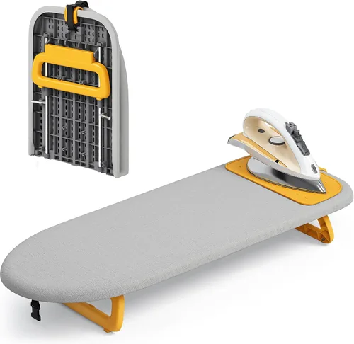 Miniatura 10 de KINGBOARD Tabla de planchar de mesa, pequeña tabla de planchar con alfombrilla de hierro, mini tabla de planchar plegable, fácil almacenamiento