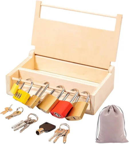 Montessori - Juego de juguetes de cerradura y llave para niños, juguetes educativos con cerraduras y llaves, materiales Montessori para educación