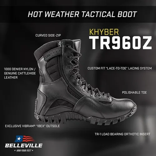 Miniatura 5 de TACTICAL RESEARCH TR Khyber TR960Z Botas tácticas con cremallera lateral para hombre