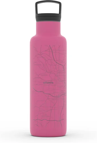 Miniatura 126 de Well Told Botella de agua aislada con mapa de Washington DC grabado, botella de acero inoxidable grabada (21 onzas, blanco) botella aislada de mapa