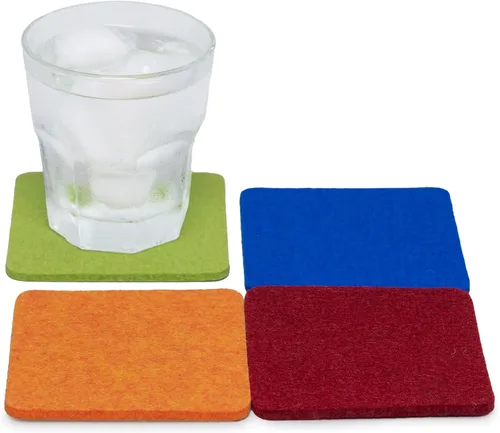 Miniatura 43 de Graf Lantz - Juego de 4 posavasos redondos de lana de merino Bierfilzl - Negro (círculos de 10 cm) - Absorbe el 30% del peso - Lana alemana