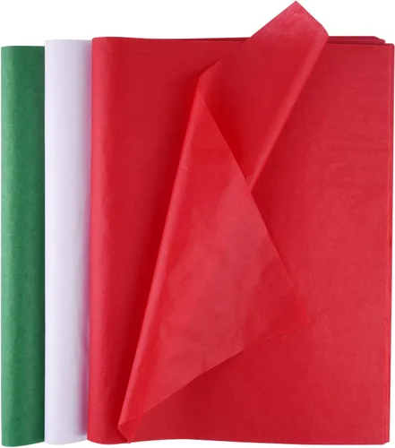 MIAHART 60 hojas de papel de seda de Navidad de 19.7 x 13.8 in, papel de regalo de Navidad para bricolaje y manualidades, bolsas de regalo (rojo,