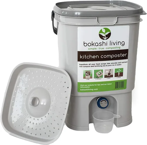 Miniatura 2 de Kit de iniciación de compostaje Bokashi prémium (incluye 1 contenedor Bokashi, 2.2 libras de salvado Bokashi e instrucciones completas)