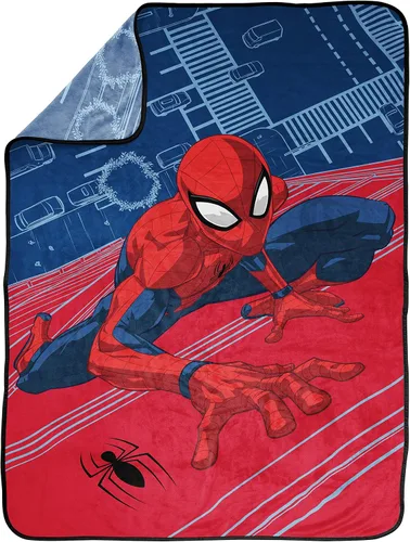 Miniatura 2 de Jay Franco Marvel Spiderman Wall Walk - Manta que mide 46 x 60 pulgadas, ropa de cama para niños, vellón súper suave resistente a la decoloración