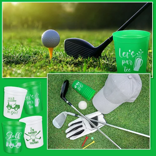 Miniatura 5 de Norme 24 vasos de plástico reutilizables para fiestas de golf, diseño de carrito de pelota de golf de 16 onzas, regalos de suministros, decoraciones