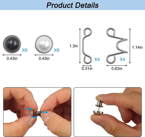Miniatura 2 de 24 unidades de extensores de hebilla de cintura ajustables, pernos de botón de jean desmontables, no requiere costura, botones de mezclilla