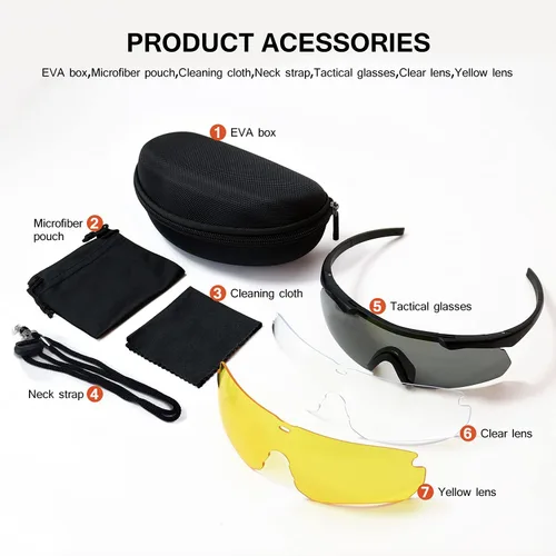 Miniatura 7 de SPOSUNE Anteojos de disparo para hombre con funda, resistentes a los impactos con 3 lentes, gafas de seguridad antivaho para hombres y mujeres