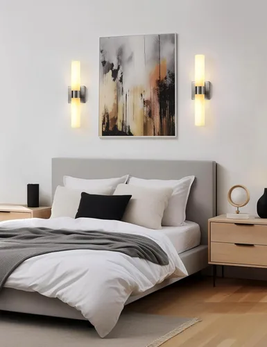 Miniatura 2 de DORESshop Juego de 2 apliques de pared modernos con pantalla de vidrio esmerilado, juego de 2 apliques de decoración de pared para baños, sala