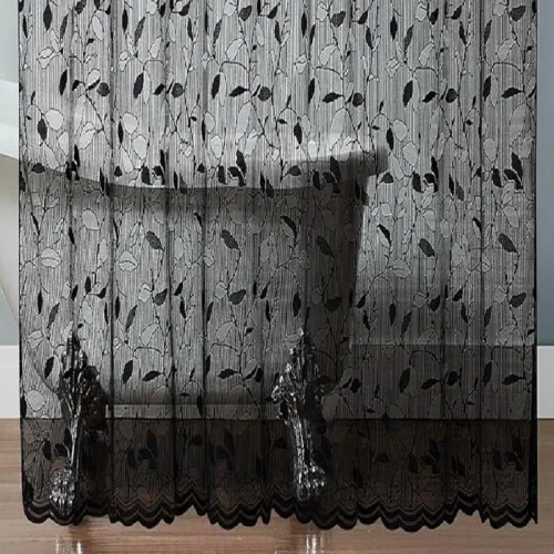 Miniatura 2 de LINENZONE Cortinas de ducha de encaje con elegante diseño de hojas. Tamaño 36 x 72 pulgadas. Se puede utilizar como cortina de ducha rústica