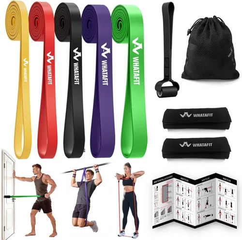 Miniatura 11 de WHATAFIT Resistance Bands,Pull Up Assist Bands Set with Handles, Exercise & Workout Bands with Door Anchor for Men & Women – Home Fitness Equipment