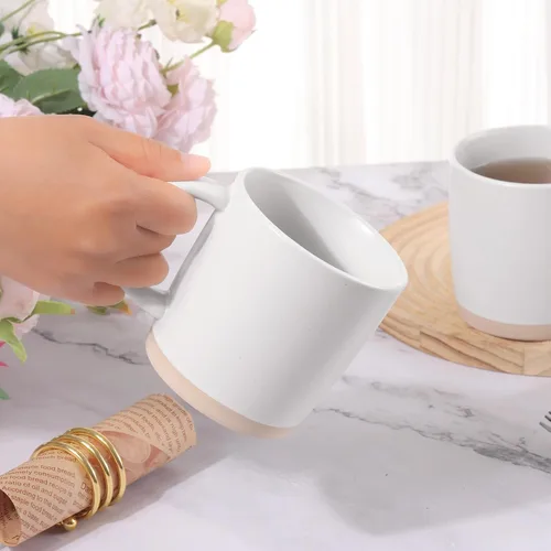 Miniatura 6 de Juego de 6 tazas de café de cerámica de 14 onzas, con asa y patrones moteados para café, té, cacao, leche, microondas y lavavajillas