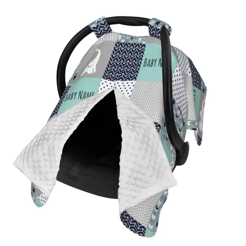 Miniatura 2 de Toldo personalizado para asiento de automóvil con diseño de elefante para bebés con nombre, fundas de asiento de automóvil personalizadas para niños