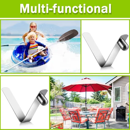 Miniatura 5 de Moxweyeni 8 clips de resorte con botón de presión, clips de poste de tienda de campaña de acero inoxidable, clips de resorte de remo para kayak