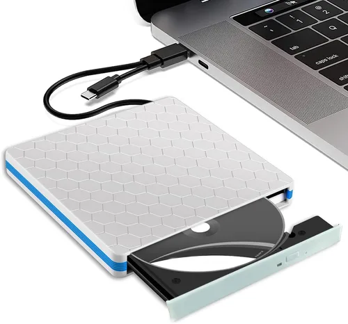 Unidad externa de CD DVD Slim USB C Writer portátil tipo C y USB 3.0 CD-RW DVD-R Combo quemador reproductor para Windows 11/10/8/7 PC portátil