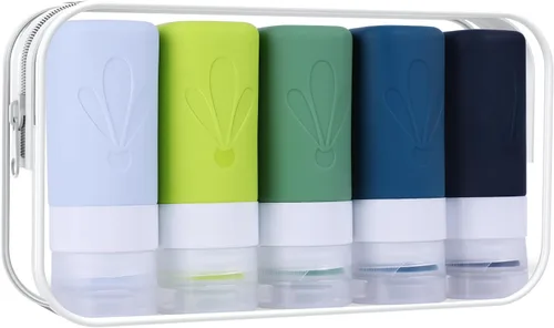 Miniatura 13 de INSFIT Botellas de viaje para artículos de tocador, artículos de aseo de tamaño de viaje de 3 onzas aprobadas por la TSA, sin BPA, tubos de silicona