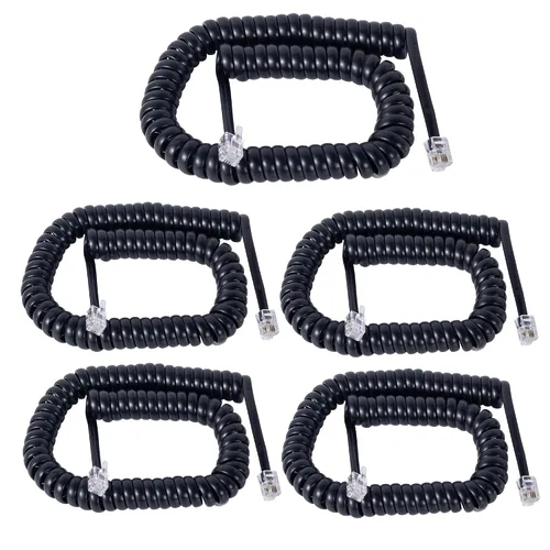 Miniatura 11 de Cable para teléfono celular, paquete de 5 unidades de 6.5 pies sin enrollar/1 pie en espiral para teléfono fijo cable 4P4C, accesorio de teléfono