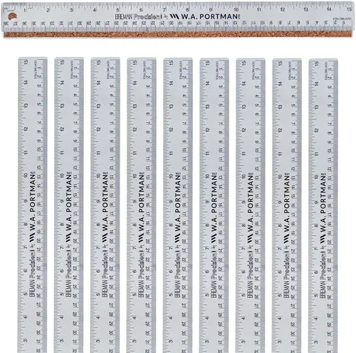 Miniatura 18 de Regla de metal de 12 pulgadas de Breman Precision con respaldo de corcho – Regla de borde recto de acero inoxidable, flexible, antideslizante