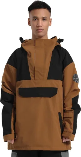 Miniatura 54 de GSOU SNOW Chaqueta de esquí para hombre, abrigo de nieve para snowboard, cálido, invierno, impermeable, con capucha