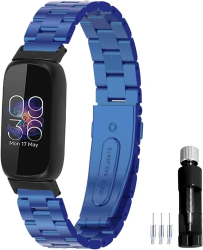 Miniatura 17 de Correa de reloj de metal compatible con Fitbit Inspire 3 de acero inoxidable, repuesto para reloj inteligente Inspire3, accesorio para mujeres
