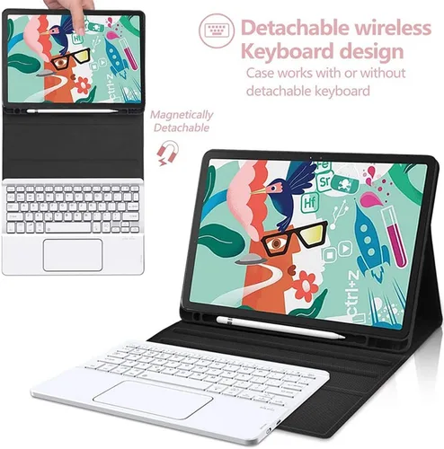 Miniatura 2 de Funda de teclado retroiluminada para Galaxy Tab A8 de 10.5 pulgadas, modelo 2021 SM-X200/X205/X207, funda de soporte de piel sintética con teclado