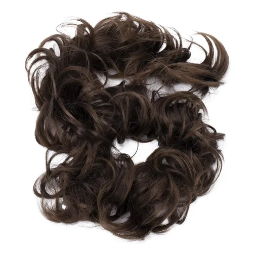 Miniatura 21 de CAISHA Postizo de Cabello, Envoltura de Cabello, Fibras Sintéticas Resistente al Calor, Rizado Desordenado, Recogido, Negro HW6