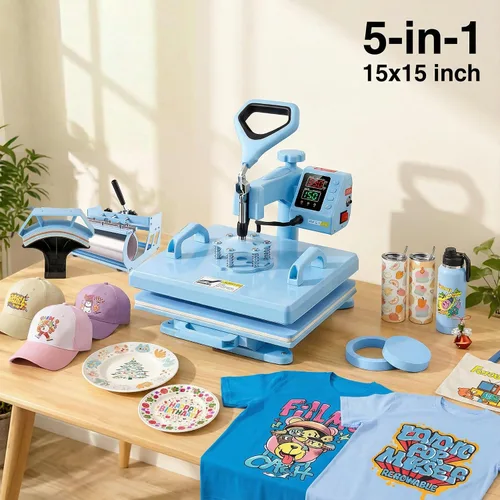 Miniatura 3 de Máquina de Prensa de Calor, Prensa de Calor de 15x15 para Camisetas con Accesorio para Tazas de Sublimación de 30oz, Prensa para Gorras, Impresión
