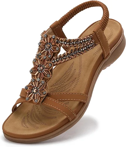 Miniatura 11 de Littleplum Sandalias para mujer hechas a mano con soporte de arco de verano, sandalias cómodas para caminar ortopédicas bohemias