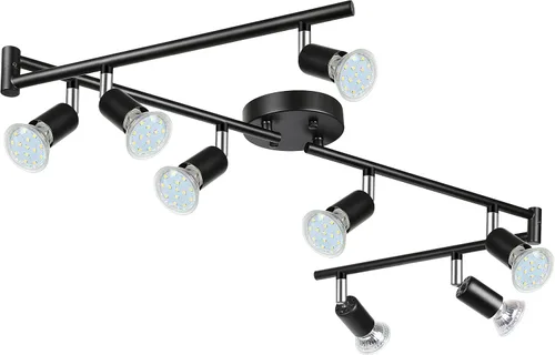 Miniatura 12 de Kit de iluminación LED de pista Unicozin, iluminación de techo de 8 direcciones con acabado de níquel mate, cabezal de luz flexible giratorio, luz