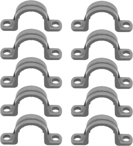 Miniatura 18 de Correa de tubo de PVC de 2 pulgadas, abrazaderas de tubo de conducto de 2 agujeros, soportes de tubería de plástico (gris, 10 piezas)