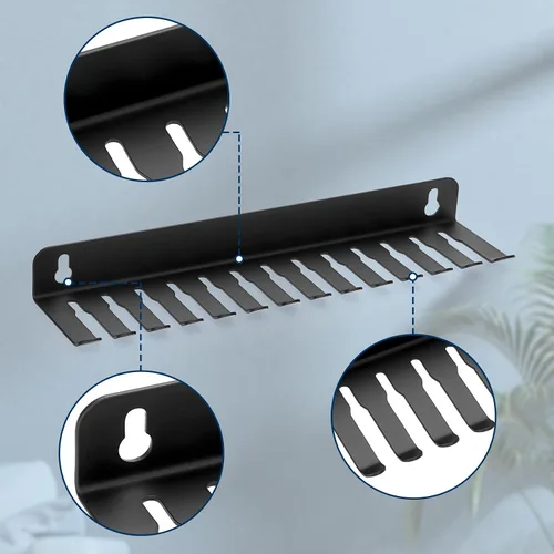 Miniatura 4 de Sumnacon Colgador y organizador de cables montado en la pared, colgador de cables de 13 ranuras para cables, ancho de ranuras para cables de hierro